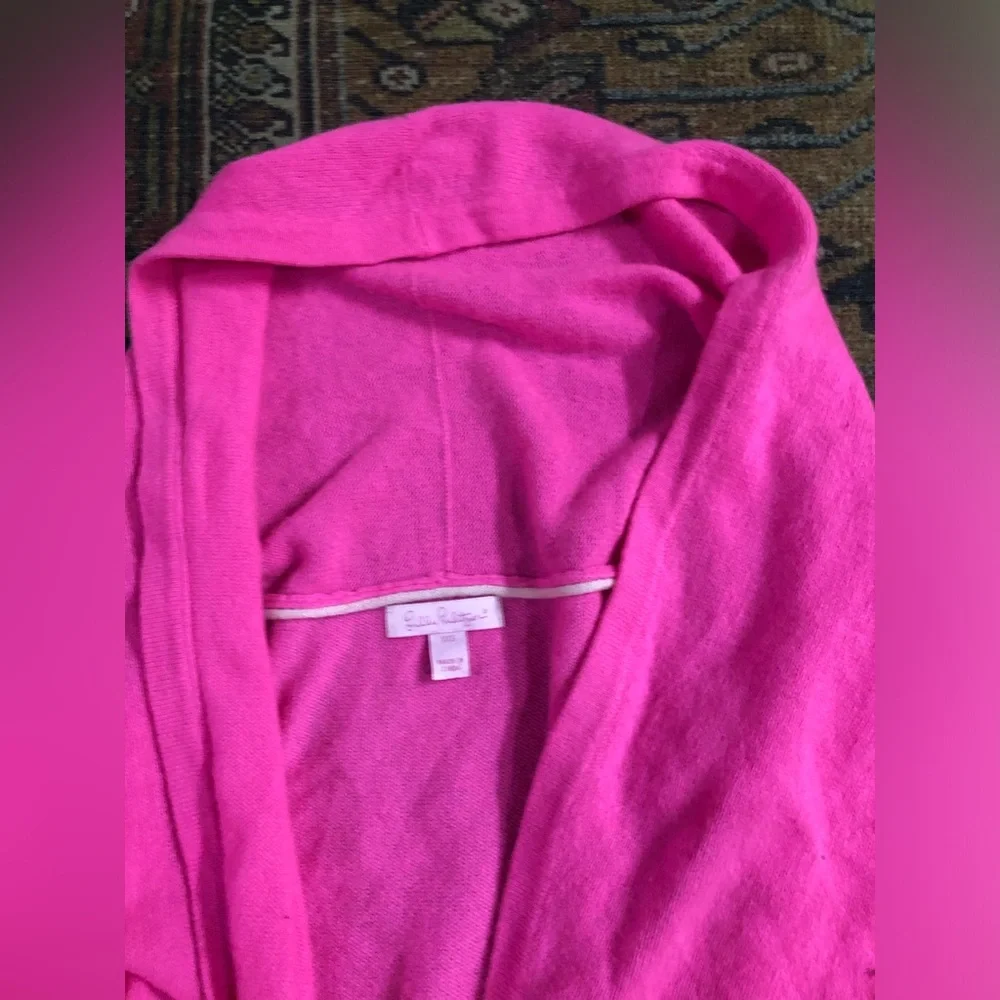 Lilly Pulitzer 100% Linen Holden Cardigan XXSKir Royal Pink Neon Drape Collar